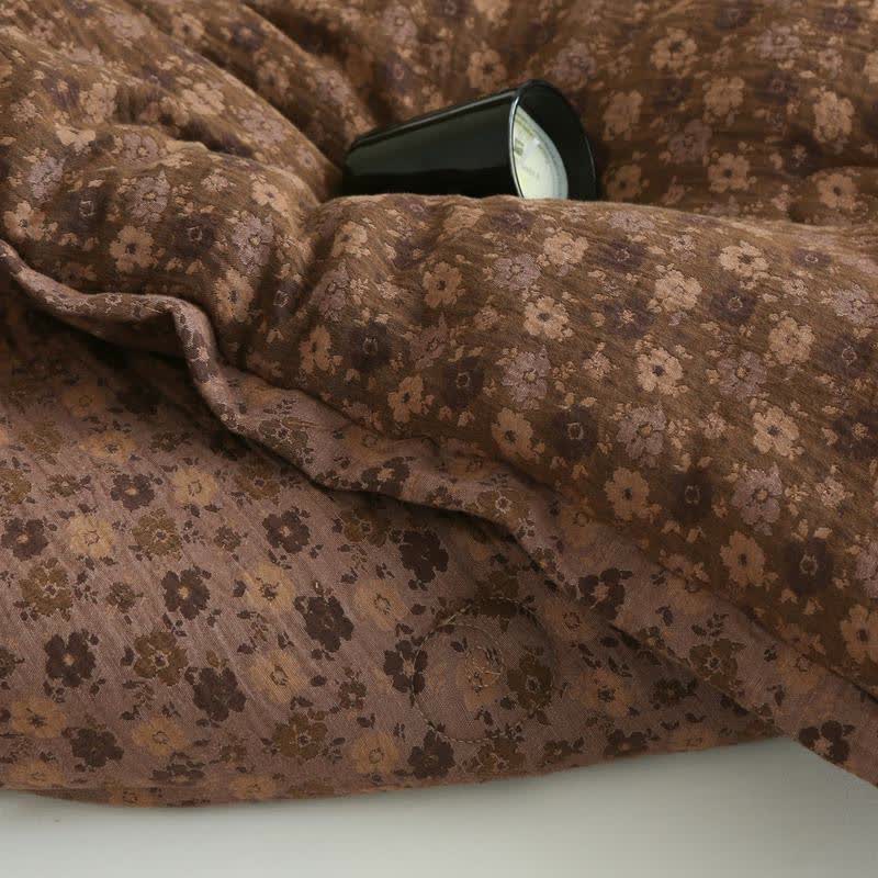 Retro Floral  Cotton Gauze Jacquard Quilt