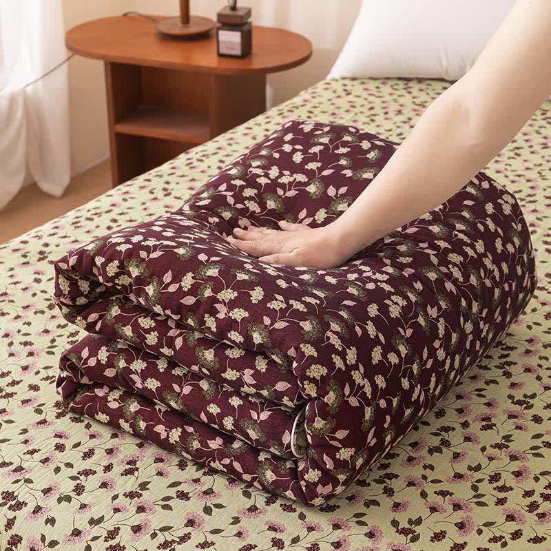 Botanical Leaf Cotton Gauze Jacquard Quilt