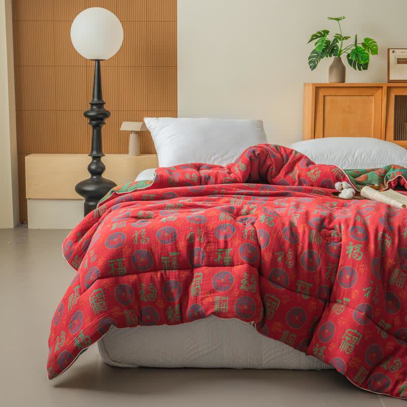 Retro Auspicious Cotton Gauze Jacquard Quilt