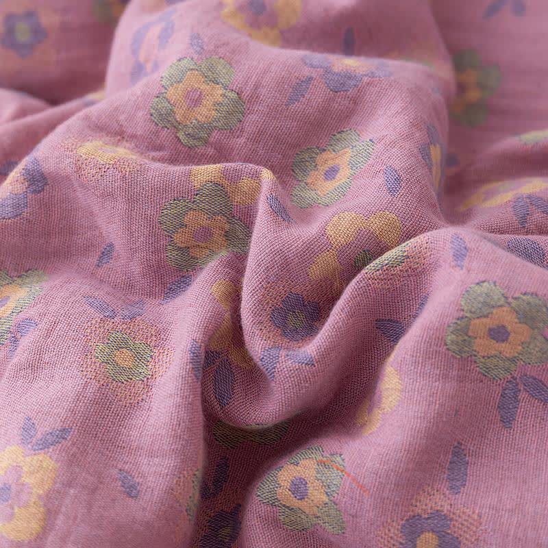 Purple Floral Cotton Gauze Jacquard Quilt