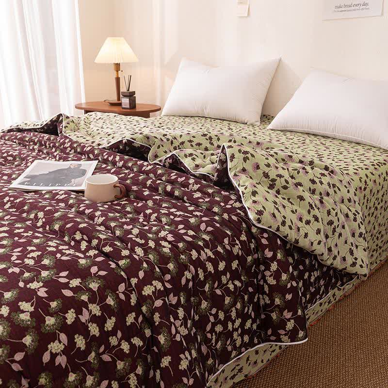 Botanical Leaf Cotton Gauze Jacquard Quilt