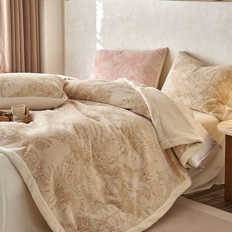 Jungle Jacquard Warm Throw Blanket