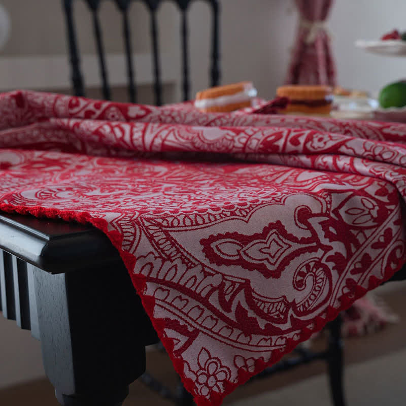 Ethnic Style Paisley Pattern Jacquard Tablecloth