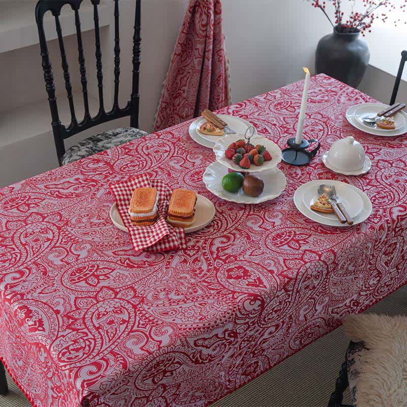 Ethnic Style Paisley Pattern Jacquard Tablecloth