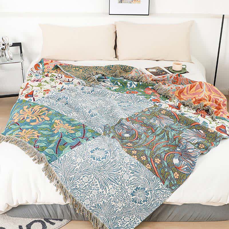 Floral Patchwork Natural Cotton Gauze Quilt