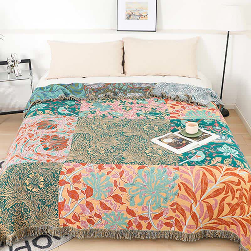 Floral Patchwork Natural Cotton Gauze Quilt