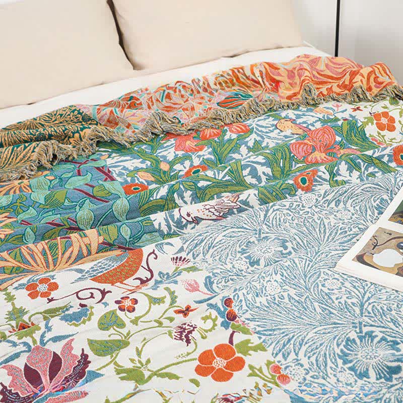 Floral Patchwork Natural Cotton Gauze Quilt