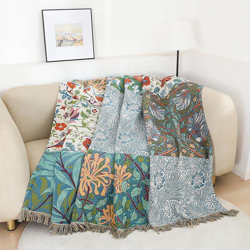 Floral Patchwork Natural Cotton Gauze Quilt