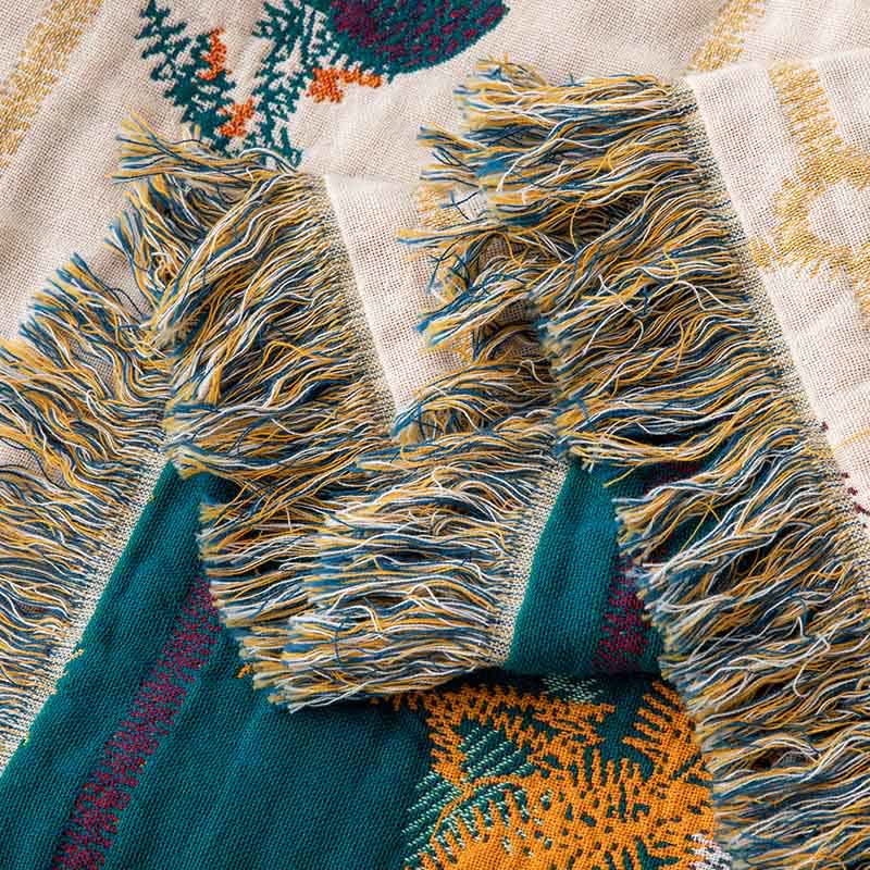 Floral Plaid Natural Cotton Gauze Quilt