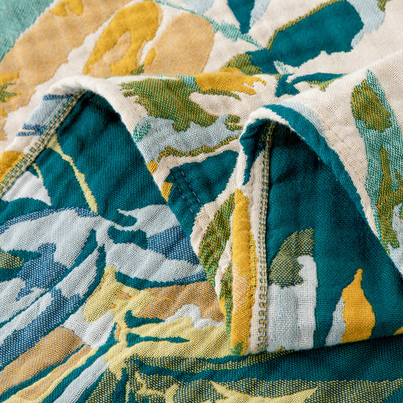 Gradient leaf Natural Cotton Gauze Quilt