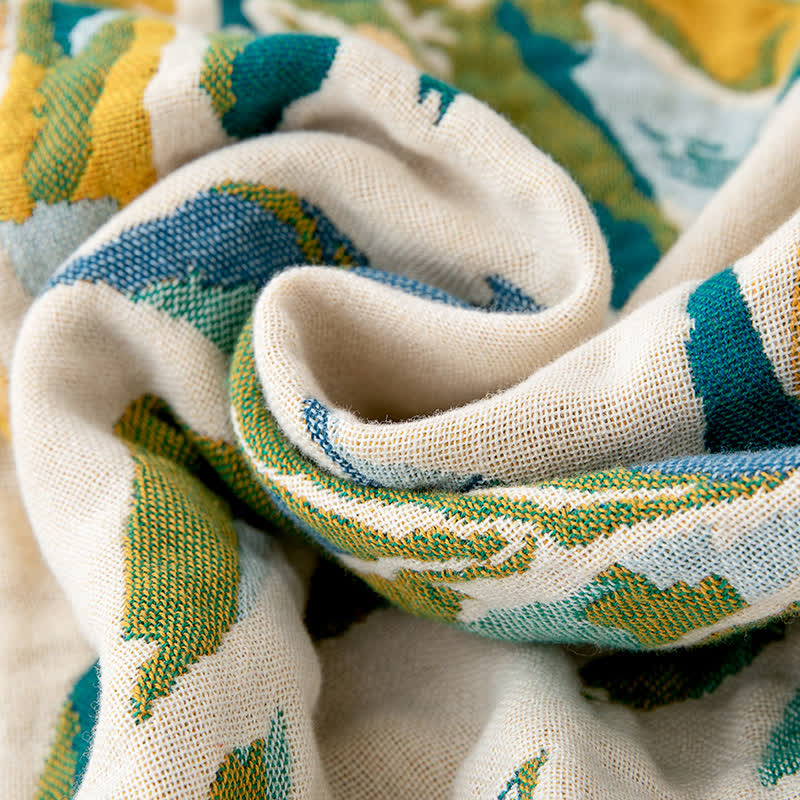 Gradient leaf Natural Cotton Gauze Quilt