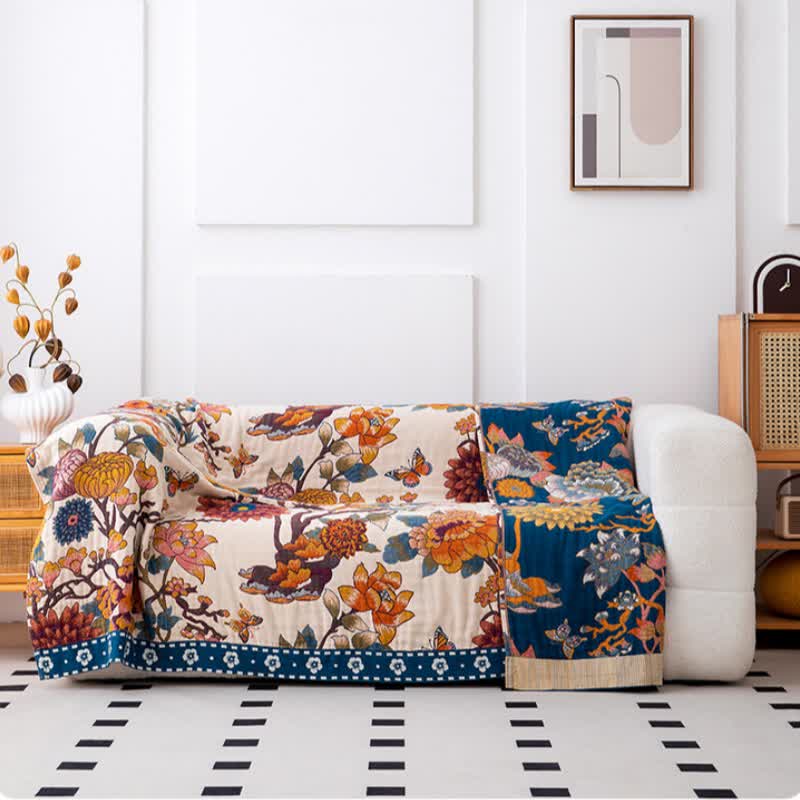 Luxury Floral Butterfly Natural Cotton Quilt