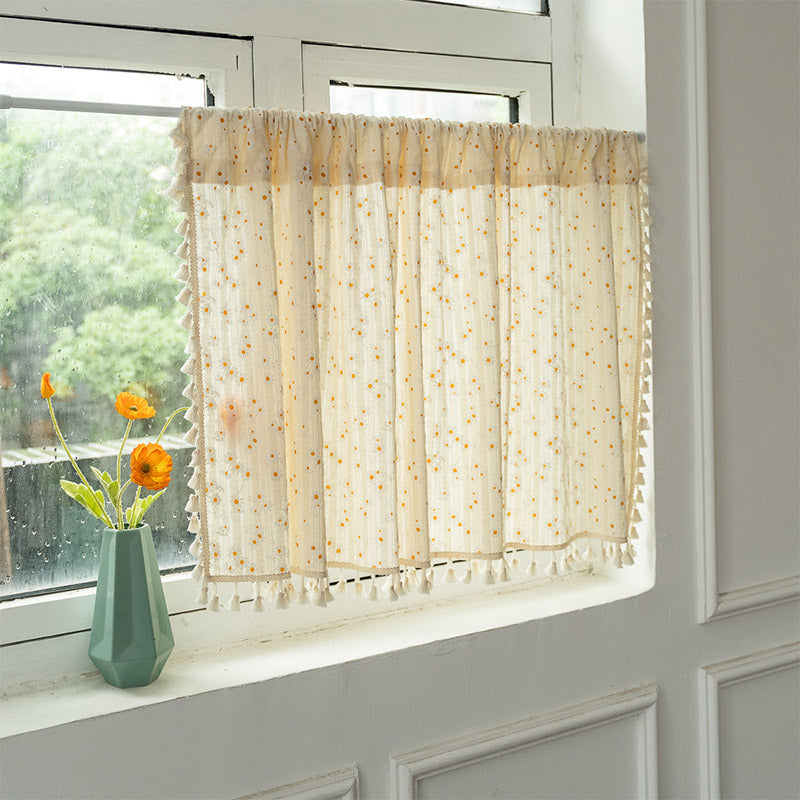 Beige Rustic Daisy Tier Curtain